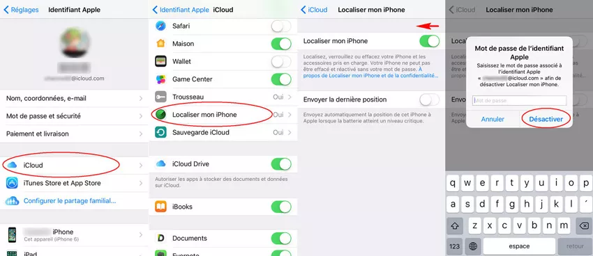 Supprimer compte iCloud